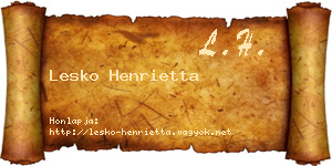 Lesko Henrietta névjegykártya